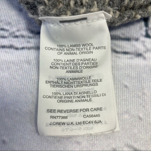 J. Crew 100% Lambswool Gray Shawl Collar Sweater, Large - Picture 4 of 8